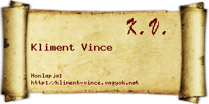 Kliment Vince névjegykártya